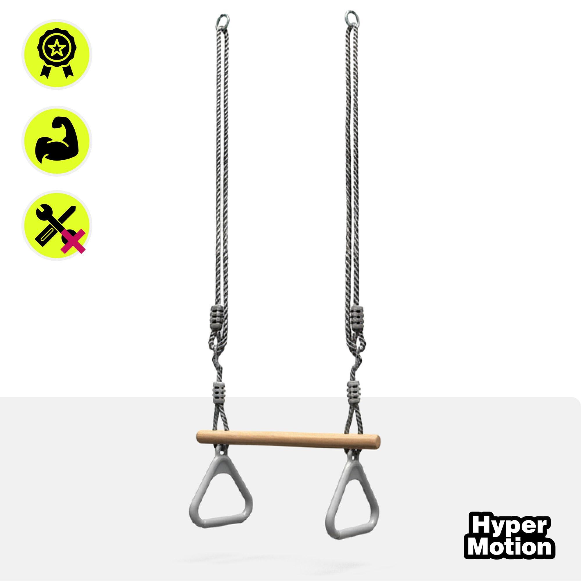 Turntrapez - unisex - houten balk, ringen - grijs 2/9