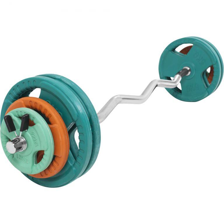 KIT 35KG AVEC POIDS EN CAOUTCHOUC GRIP ET BARRE CURL | DIAMETRE 30/31MM | MUSCUL 6/7