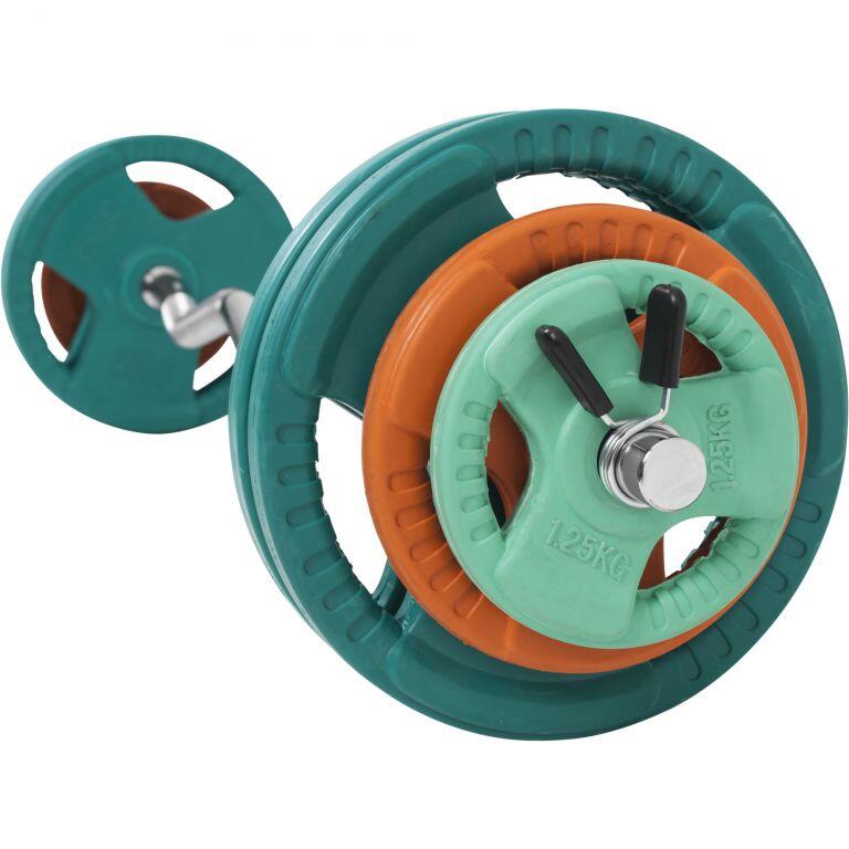 KIT 35KG AVEC POIDS EN CAOUTCHOUC GRIP ET BARRE CURL | DIAMETRE 30/31MM | MUSCUL 5/7