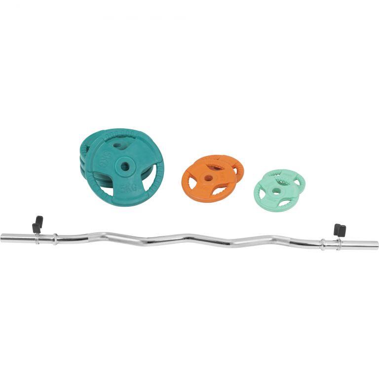 KIT 35KG AVEC POIDS EN CAOUTCHOUC GRIP ET BARRE CURL | DIAMETRE 30/31MM | MUSCUL 4/7