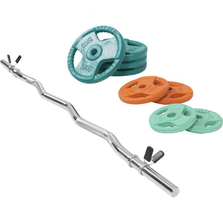 SZ-Curlset cu discuri si clemă de prindere din cauciuc cu blocare cu arc 35 kg