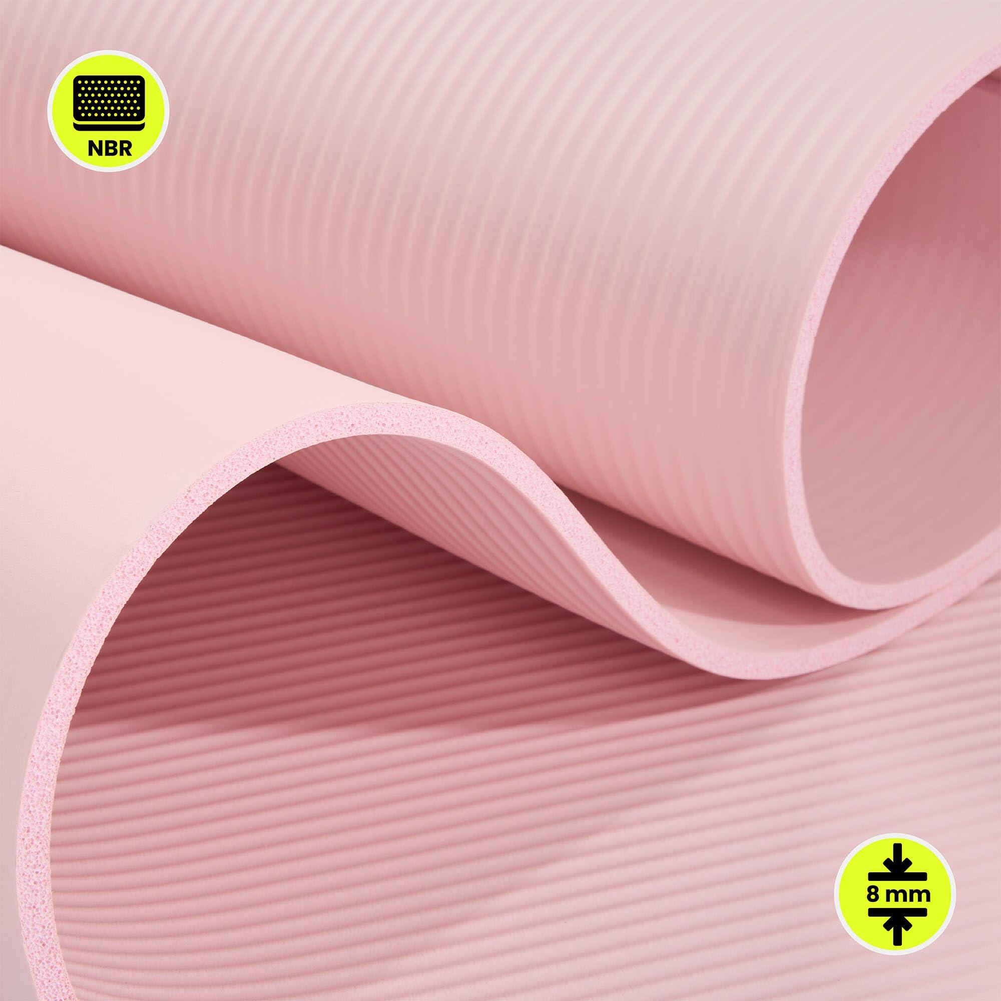 Tapete de ioga e fitness - ioga ginástica - dupla-face 8 mm NBR rosa 6/10