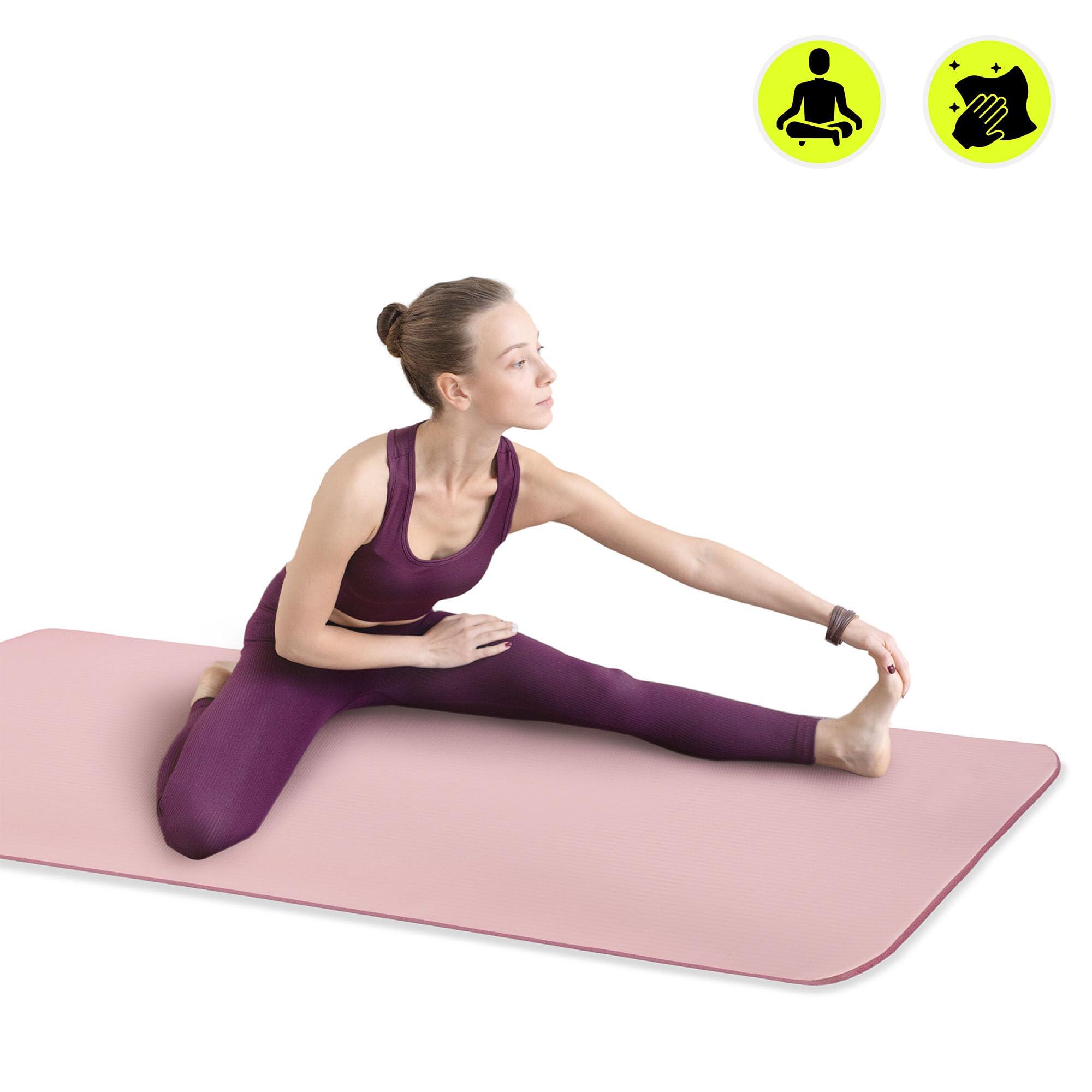 Tapete de ioga e fitness - ioga ginástica - dupla-face 8 mm NBR rosa 2/10