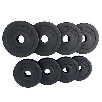 Voordeelbundel olympische halterschijven 4 x 2,5 + 4 x 5 kg kunststof - 50 mm