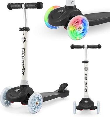 Monopattino a bilanciere 3 ruote manubrio 55-70 cm led nero
