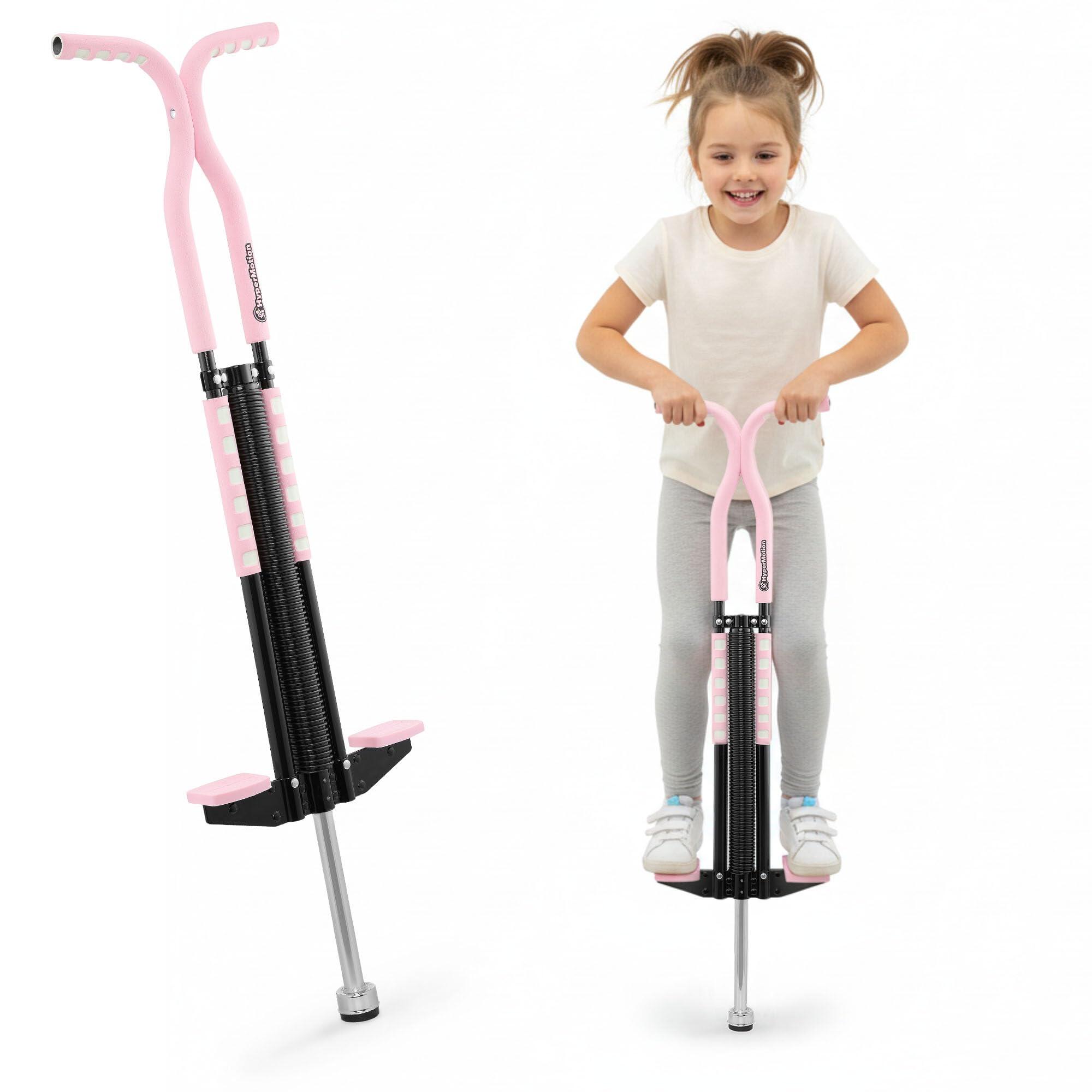 Băț de sărit HYPERMOTION roz unisex, reglabil 91–118 cm, arc 50 kg