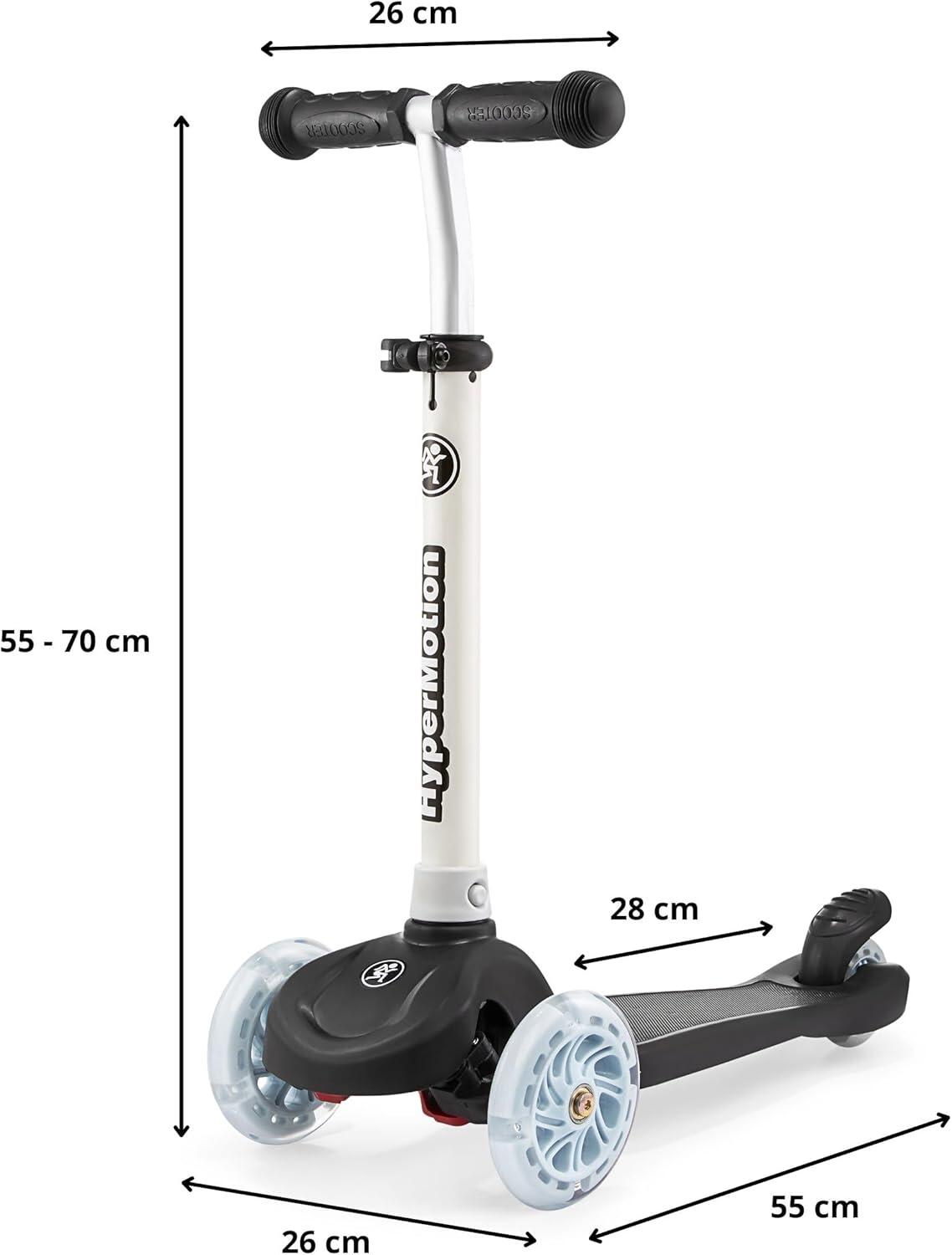 Monopattino a bilanciere, 3 ruote, manubrio 55-70 cm, led, nero 6/7