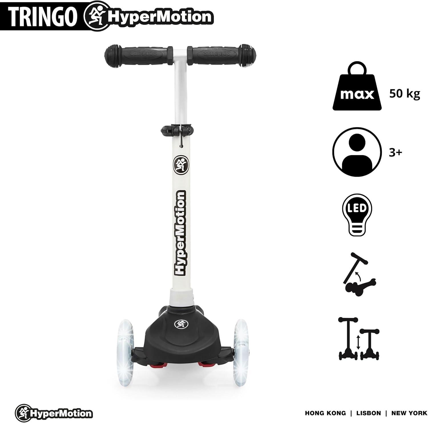Monopattino a bilanciere, 3 ruote, manubrio 55-70 cm, led, nero 3/7