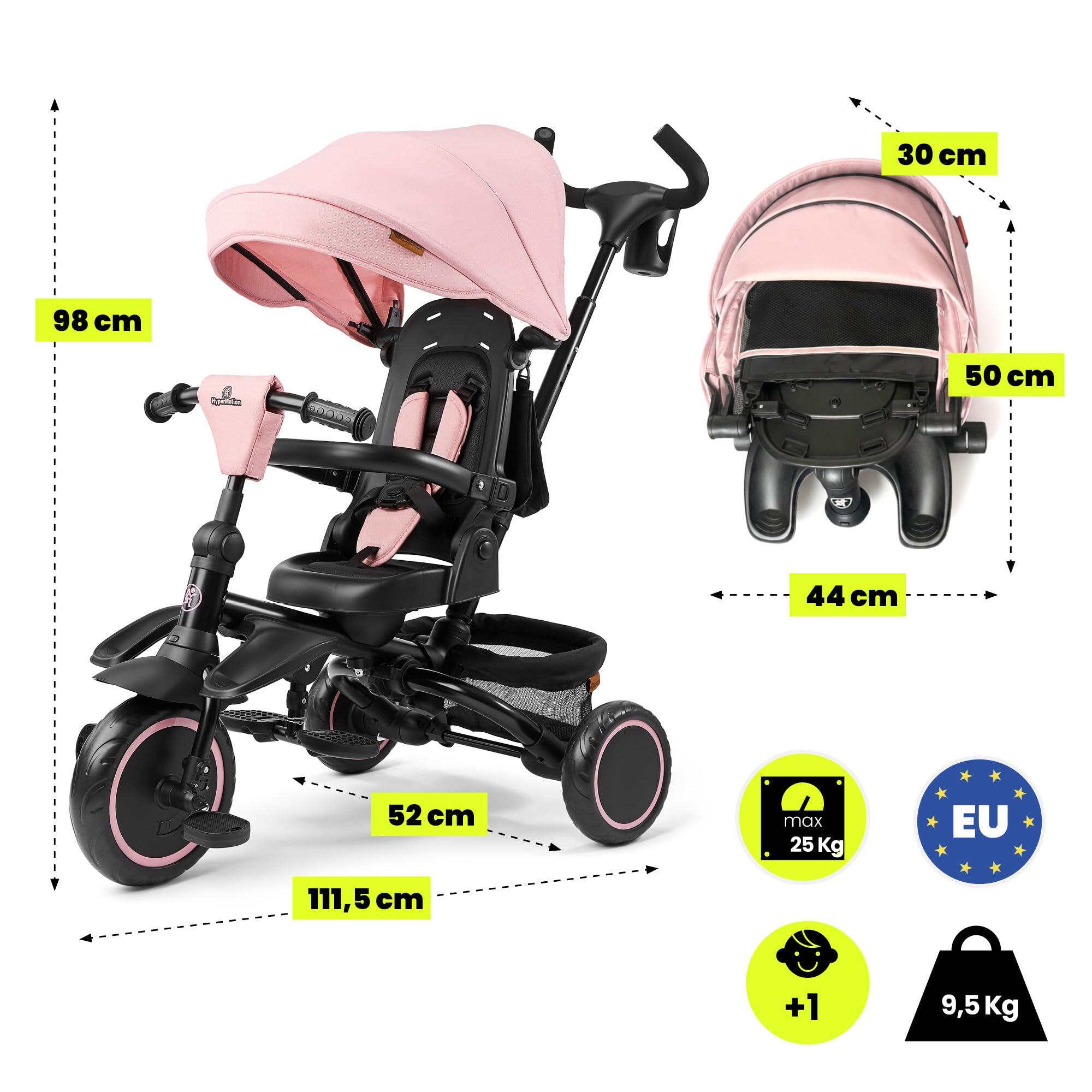 Tricycle évolutif unisexe - siège 360°, pliable - rose 4/9