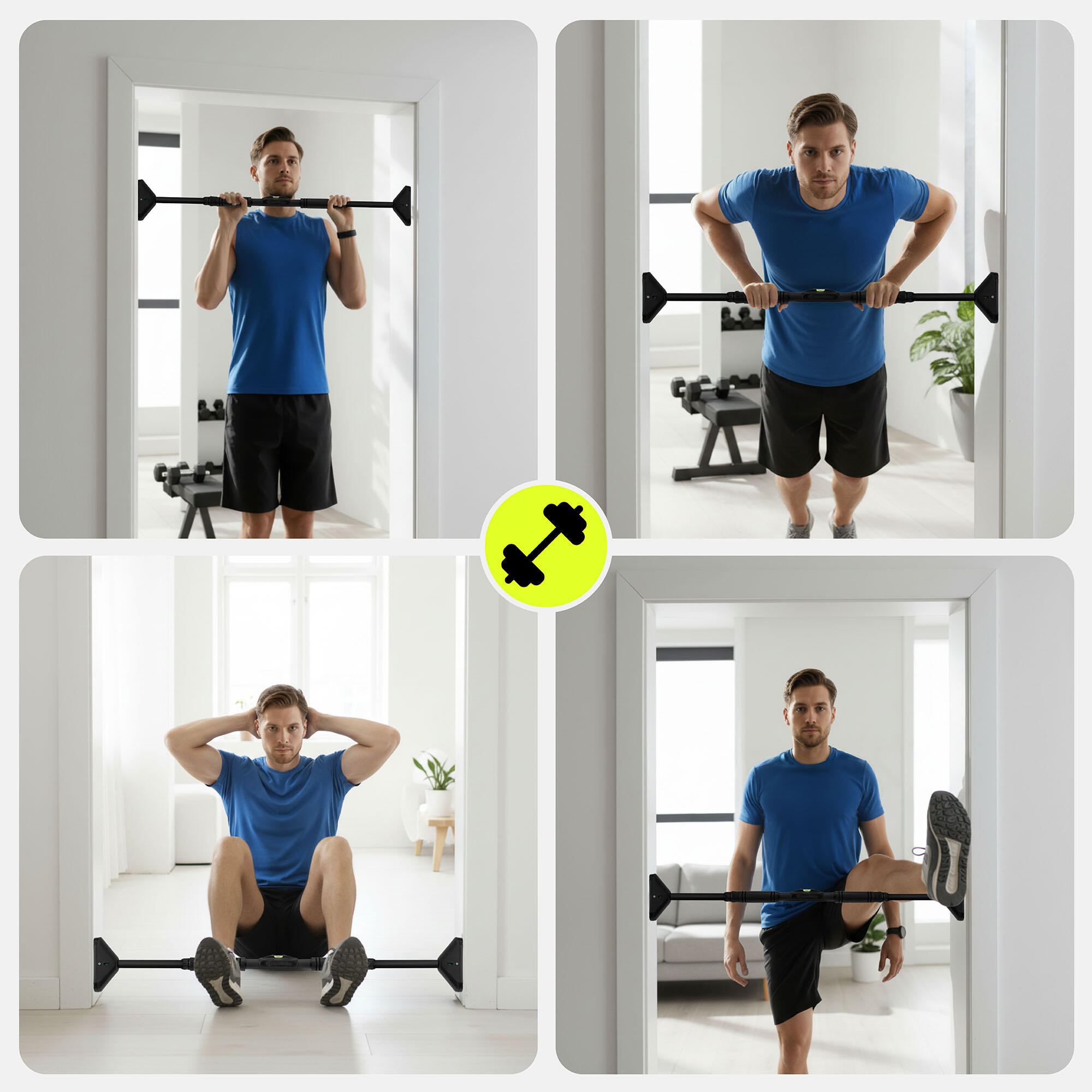 Trekstang - krachttraining - instelbaar 70-100 cm - zwart 2/7