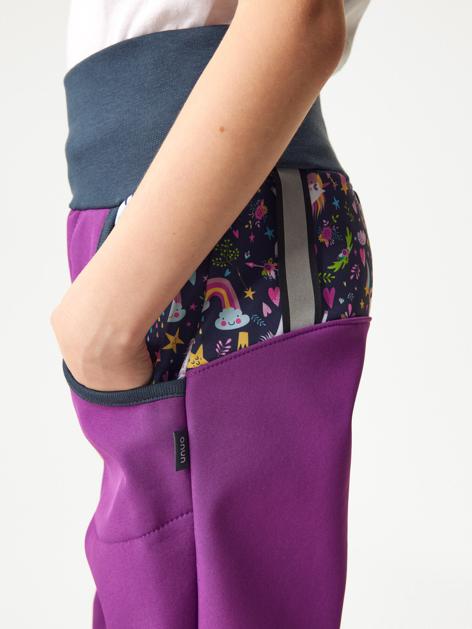 Softshell-Hose mit Fleece für Kinder Basic, Brombeere, Einhörner 4/7