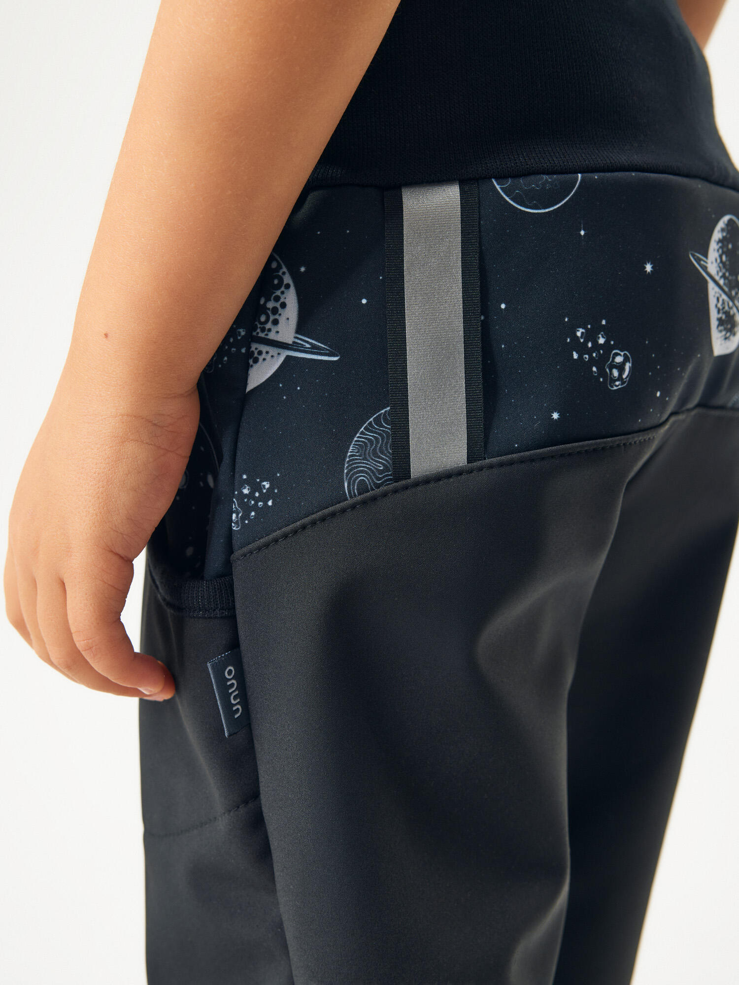Softshell-Hose mit Fleece für Kinder Basic, Schwarz, Planeten 4/7