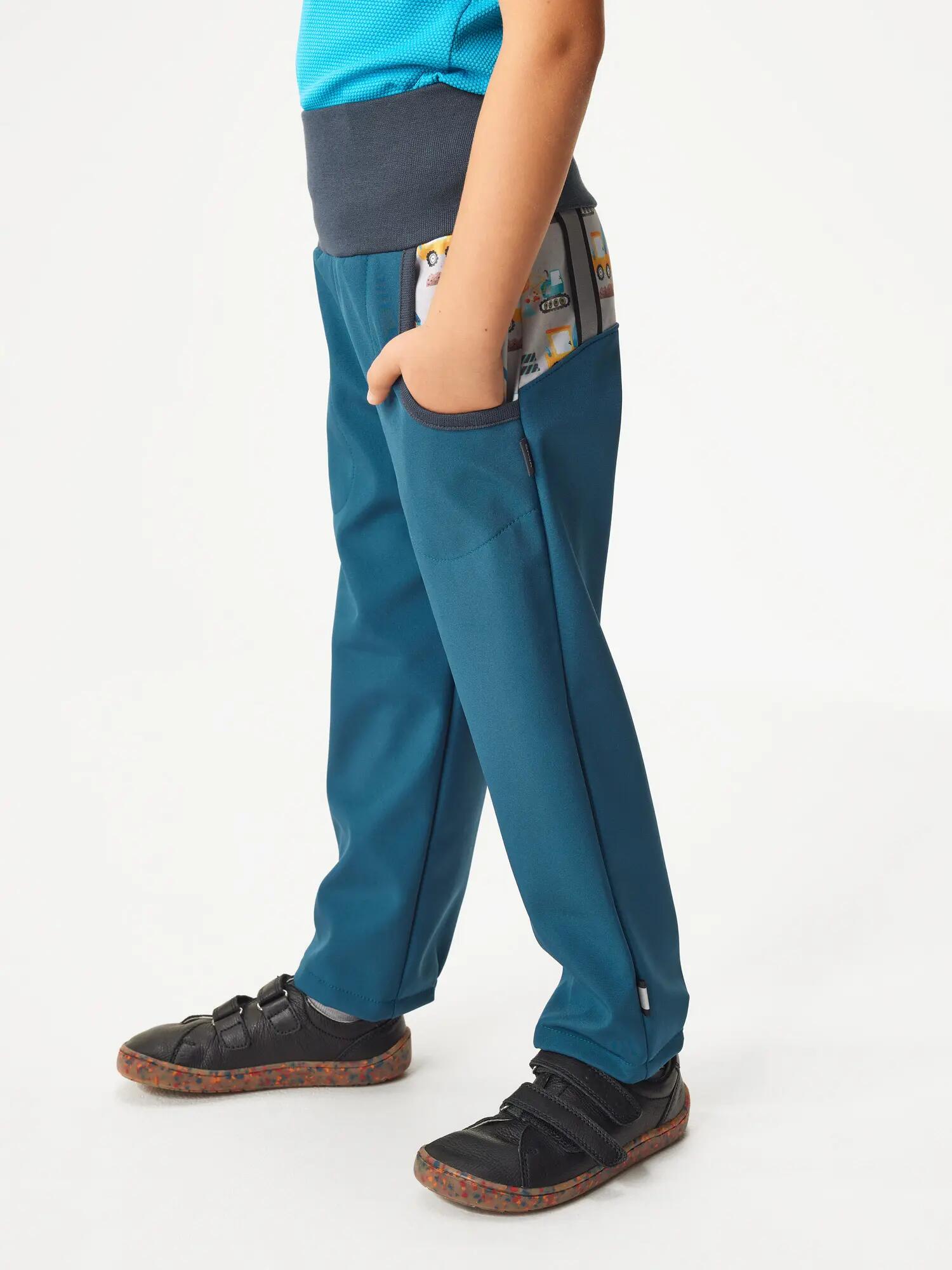 Softshell-Hose mit Fleece für Kinder Basic, Kobalt, Bagger 2/5