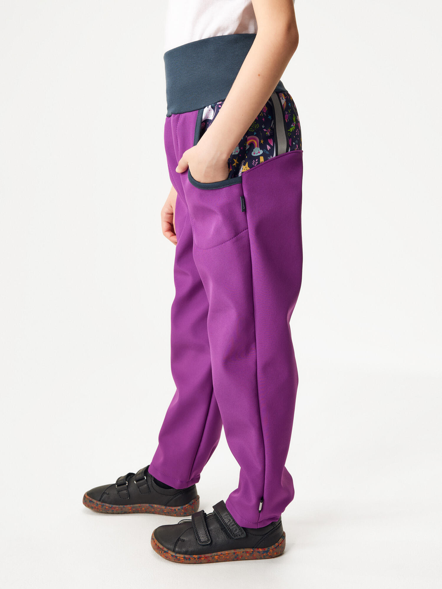 Softshell-Hose mit Fleece für Kinder Basic, Brombeere, Einhörner 2/7