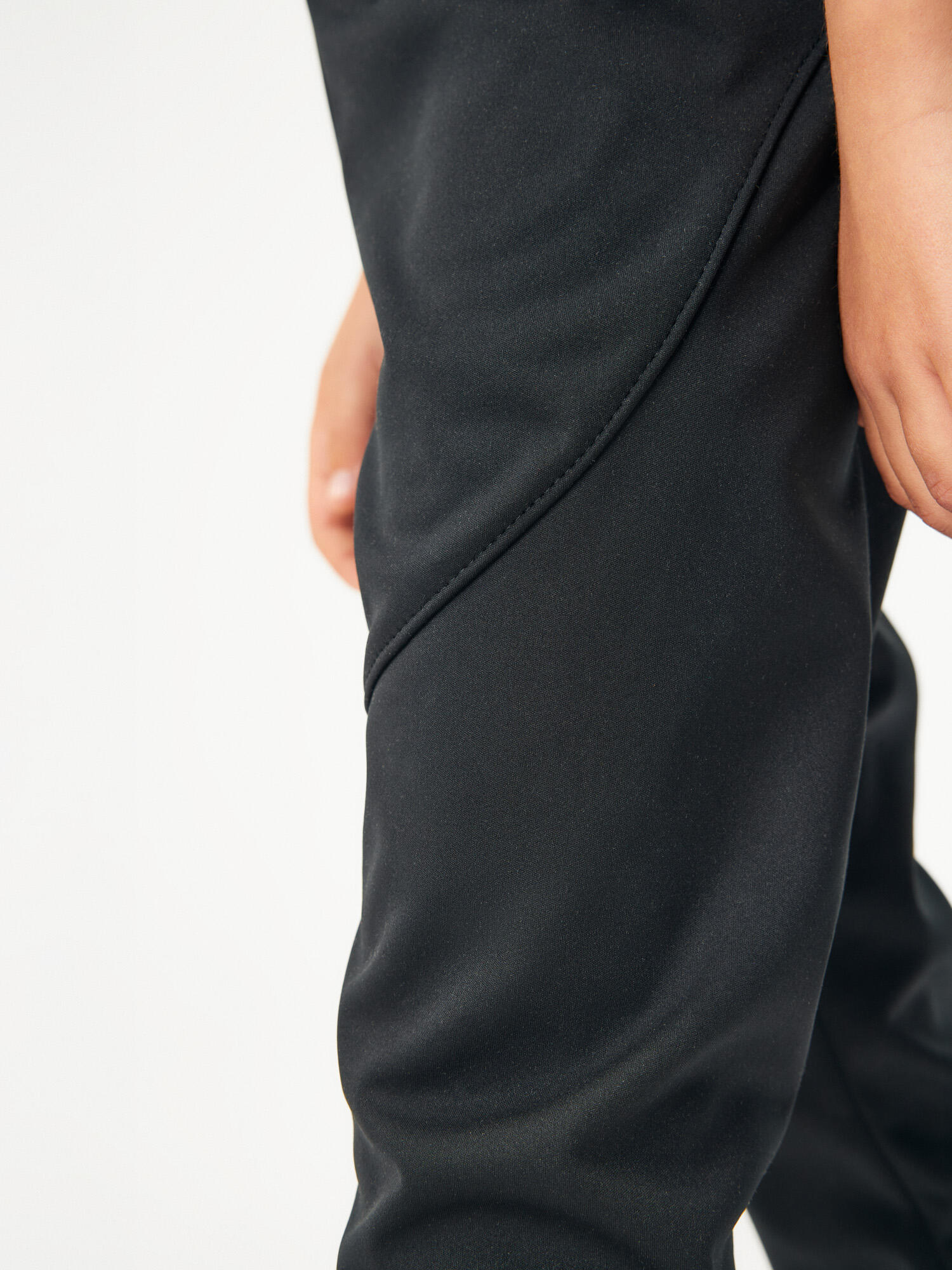 Elastische Softshell-Hose mit Fleece für Kinder Sporty, Schwarz 4/7