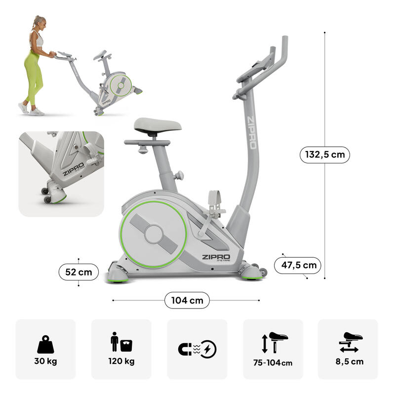 Bicicletă de Apartament electromagnetica Zipro Rave White Zwift Kinomap LCD
