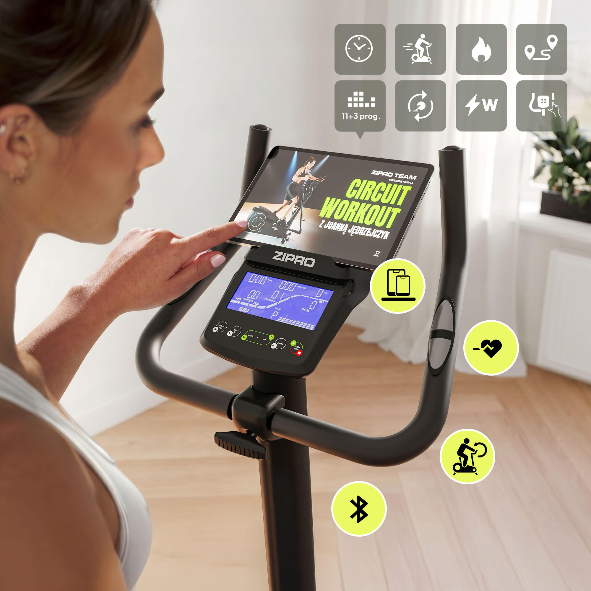 Bicicleta Estática eletromagnético Zipro Rave Zwift Kinomap para cardio 6/8