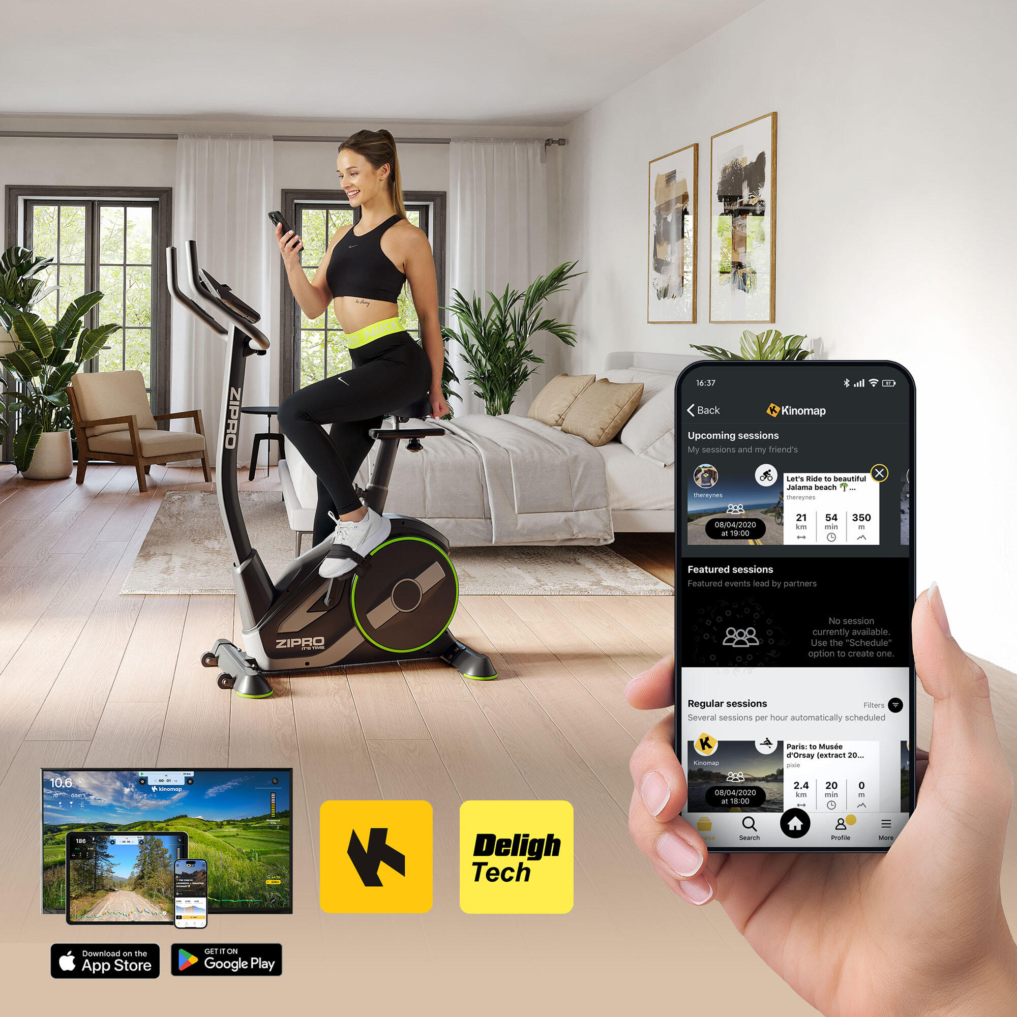 Bicicleta Estática eletromagnético Zipro Rave Zwift Kinomap para cardio 5/8