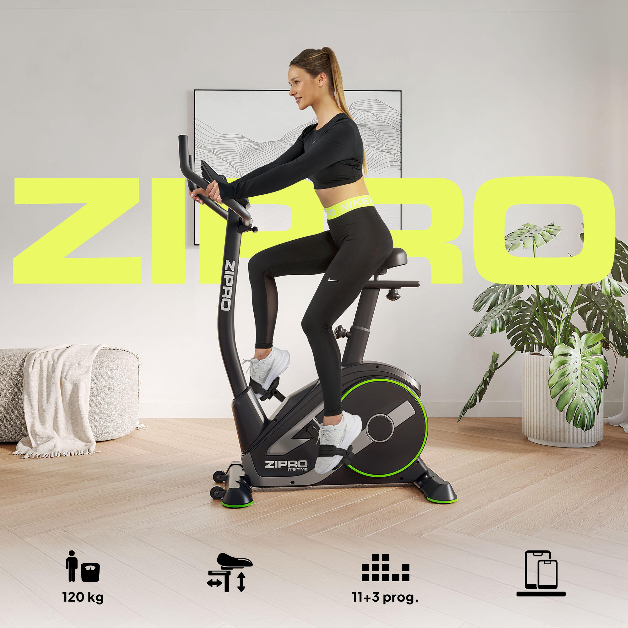 Bicicleta Estática eletromagnético Zipro Rave Zwift Kinomap para cardio 2/8