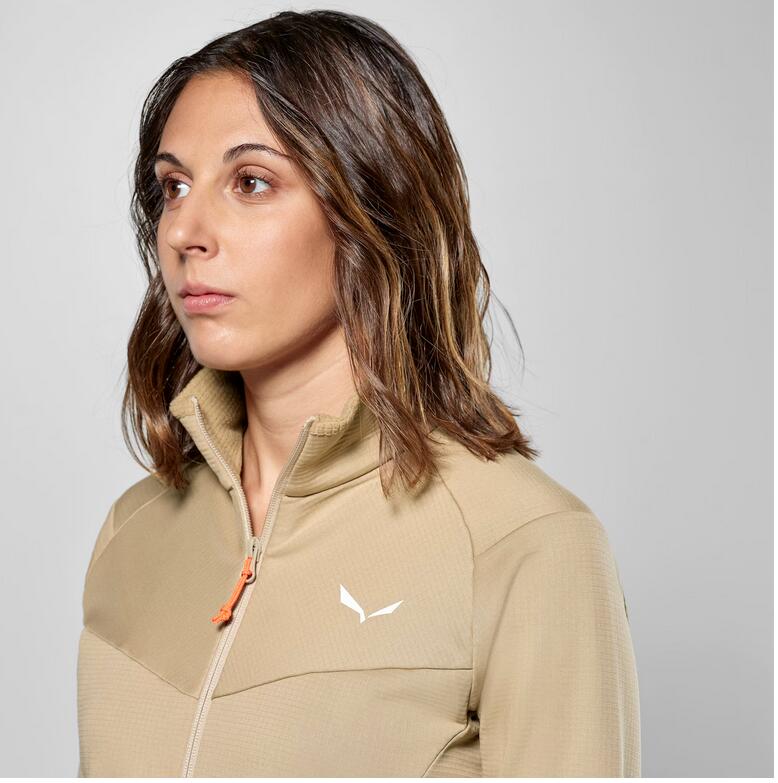 Veste polaire - Randonnée - Femmes - Polarlite Grid, coupe athlétique, beige 4/5