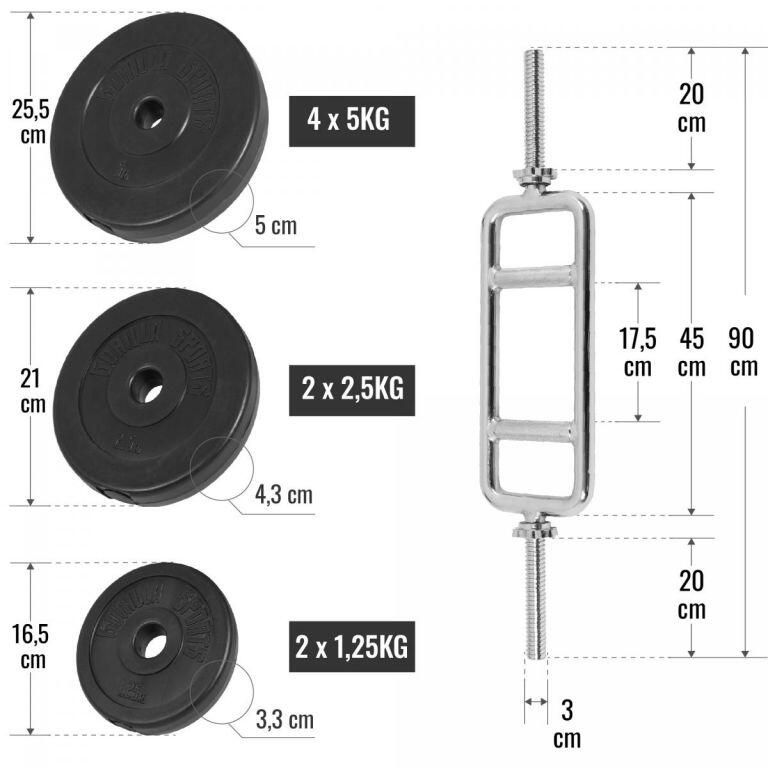 Set cu bara pentru triceps 35 kg discuri din ciment