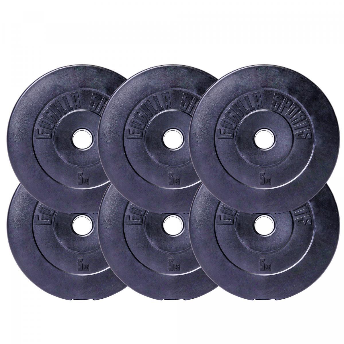 KIT DE HALTERES DE 38 KG COM BARRA LONGA + DISCOS DE PLÁSTICO | MUSCULAÇÃO 6/7