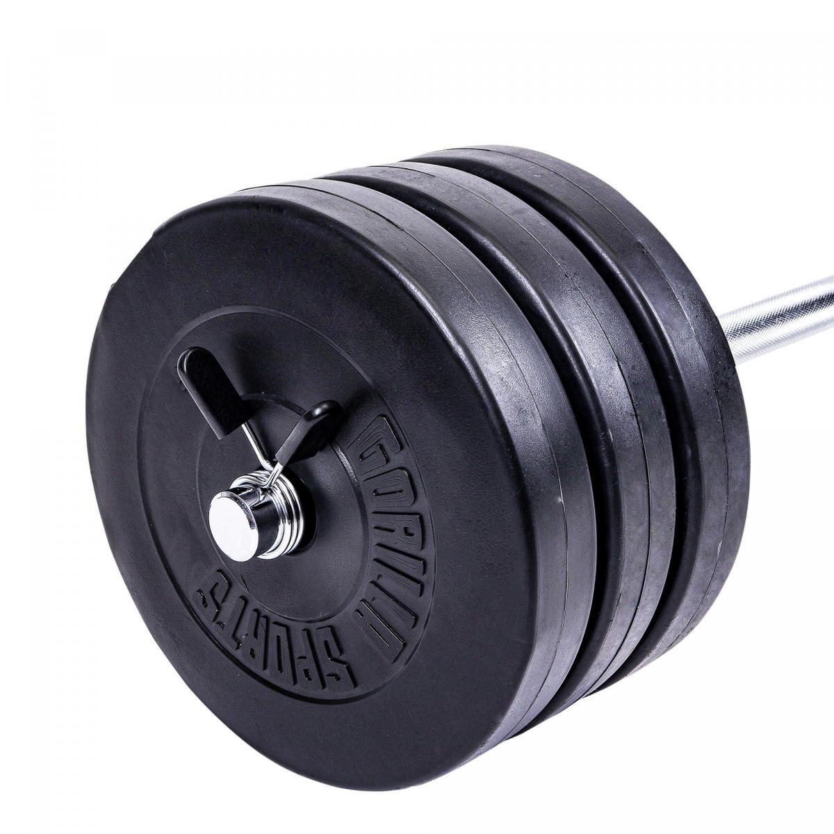 KIT DE HALTERES DE 38 KG COM BARRA LONGA + DISCOS DE PLÁSTICO | MUSCULAÇÃO 3/7