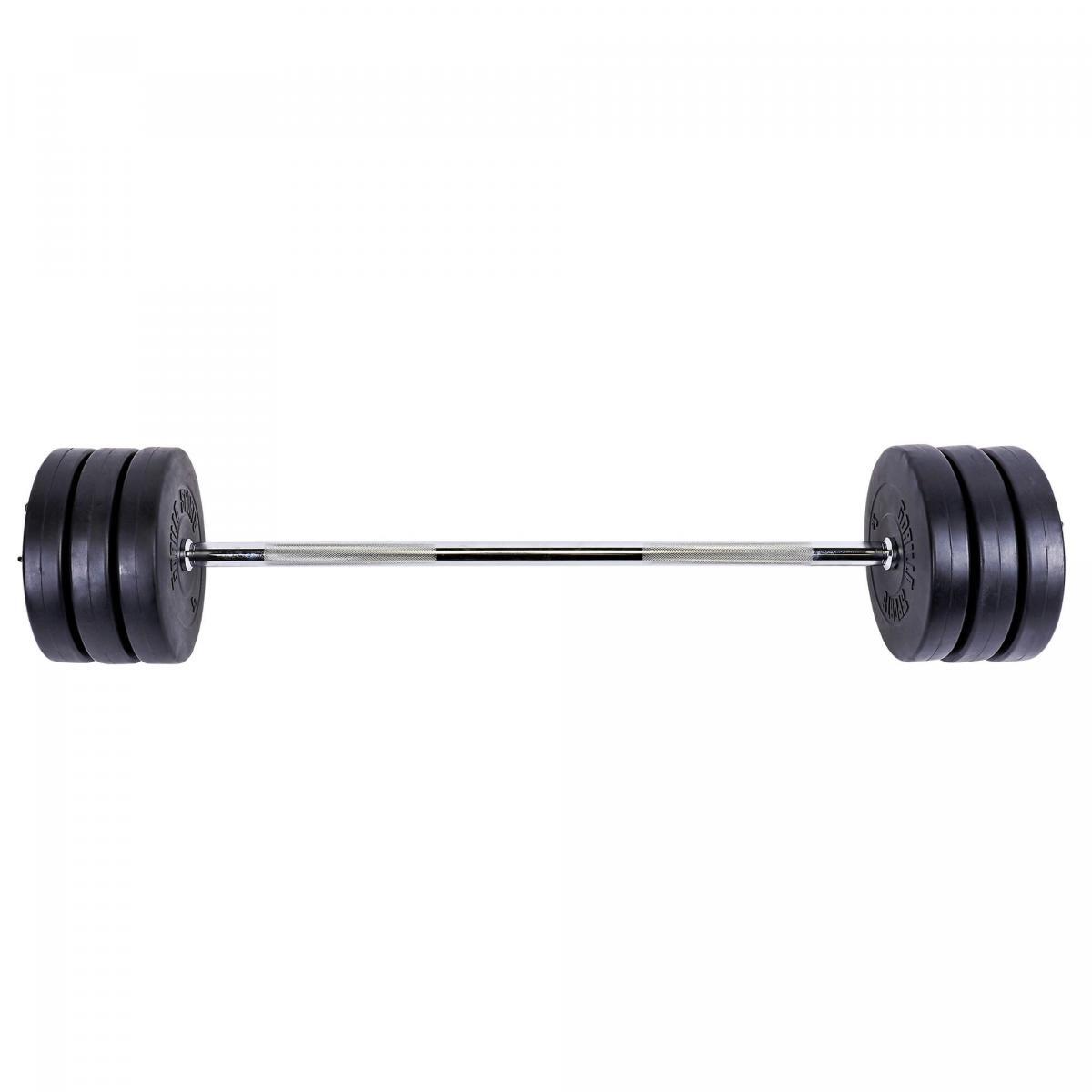KIT DE HALTERES DE 38 KG COM BARRA LONGA + DISCOS DE PLÁSTICO | MUSCULAÇÃO 2/7