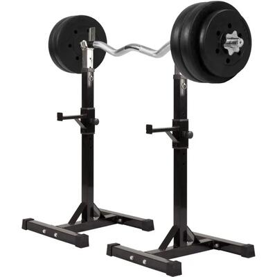 Haltersteunen met 35 kg halterset - squat rek - halter met gewichten -