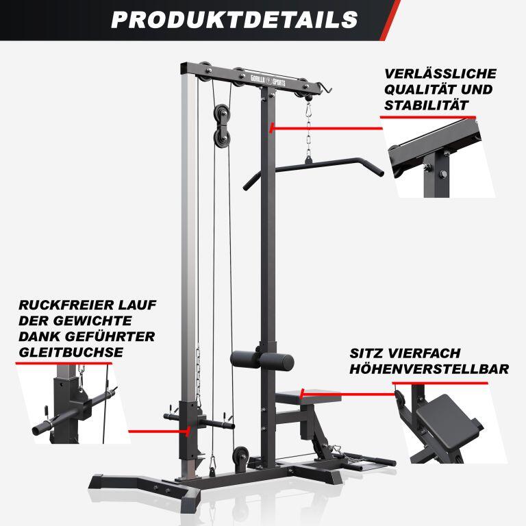 Statie lat pull-down alb/negru Gorilla Sports Ro