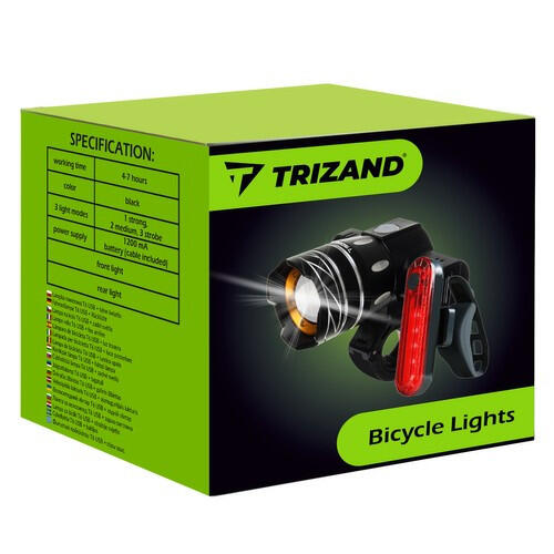 Sada cyklistického osvětlení: Přední/zadní světlo Cree T6, USB dobíjení 9/9