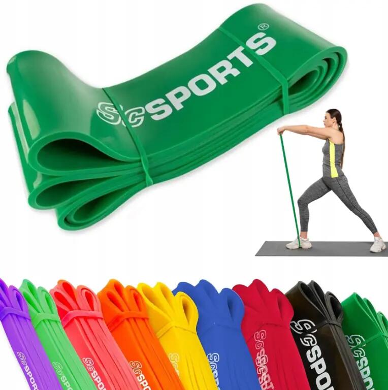 Banda de fitness 2m elastica din latex natural verde 5/6