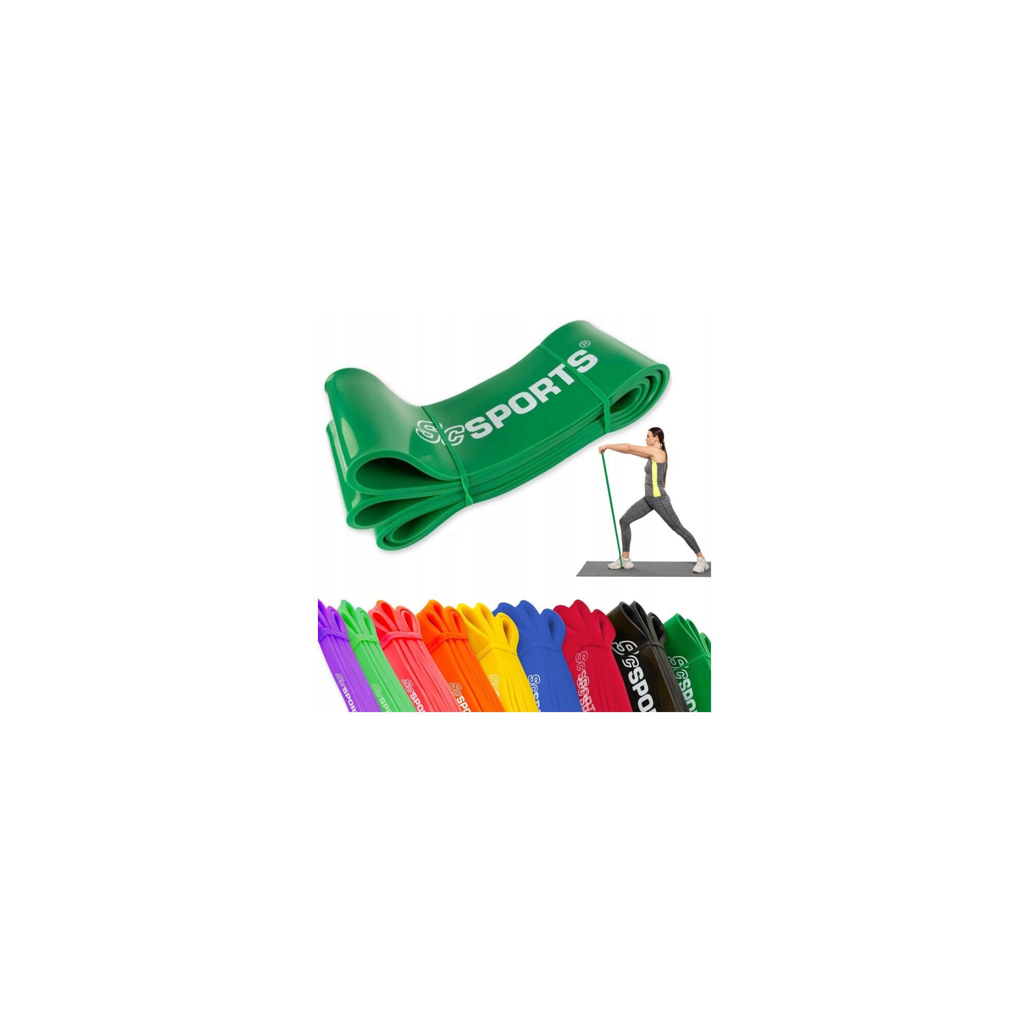 Banda de fitness 2m elastica din latex natural verde