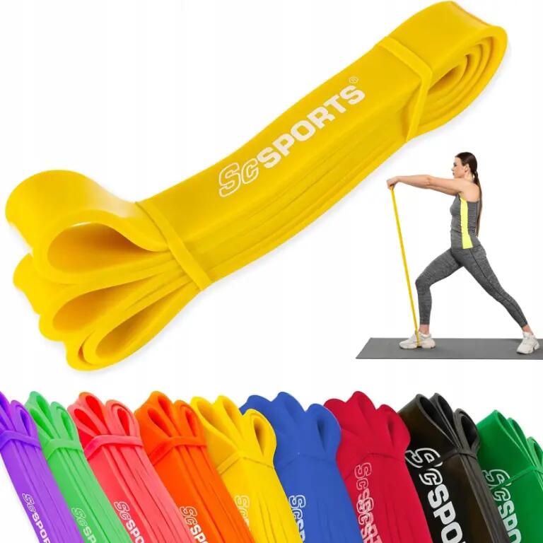 Banda elastica pentru fitness 2 m latex natural galben 3/6