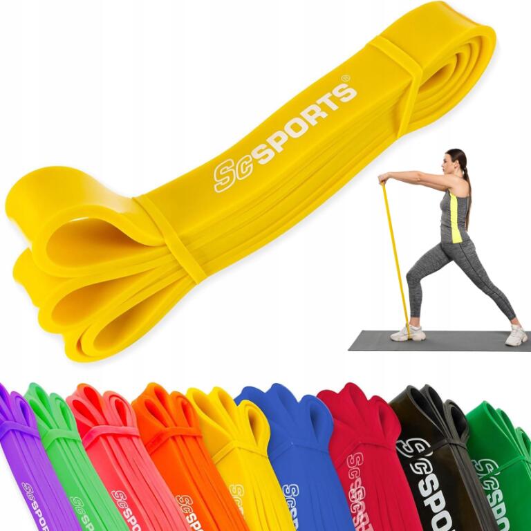 Banda elastica pentru fitness 2 m latex natural galben