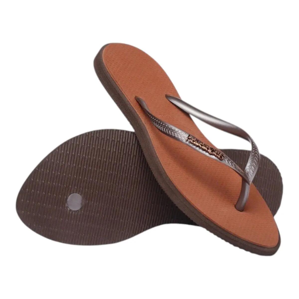 Claquettes Havaianas Modèle Slim Point Couleur Marron 4/5