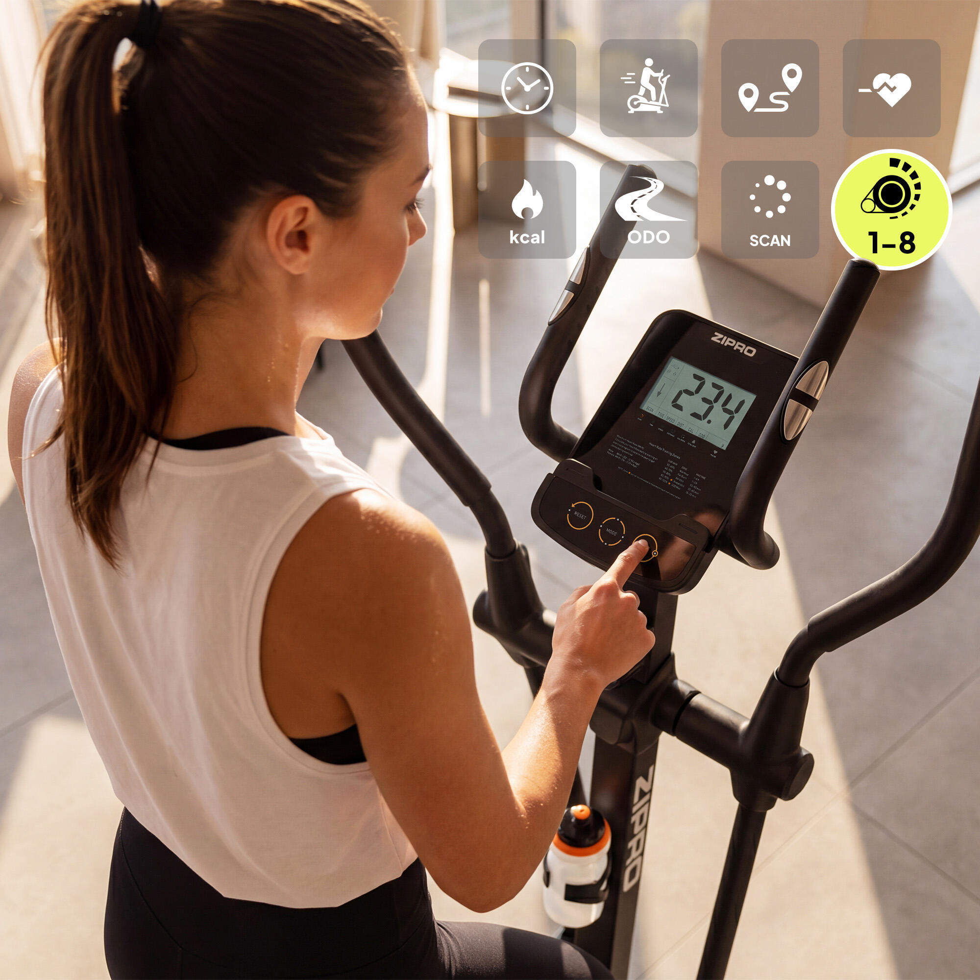 Crosstrainer Zipro Hulk RS 8 weerstandsniveaus voor fitness en cardio 6/8