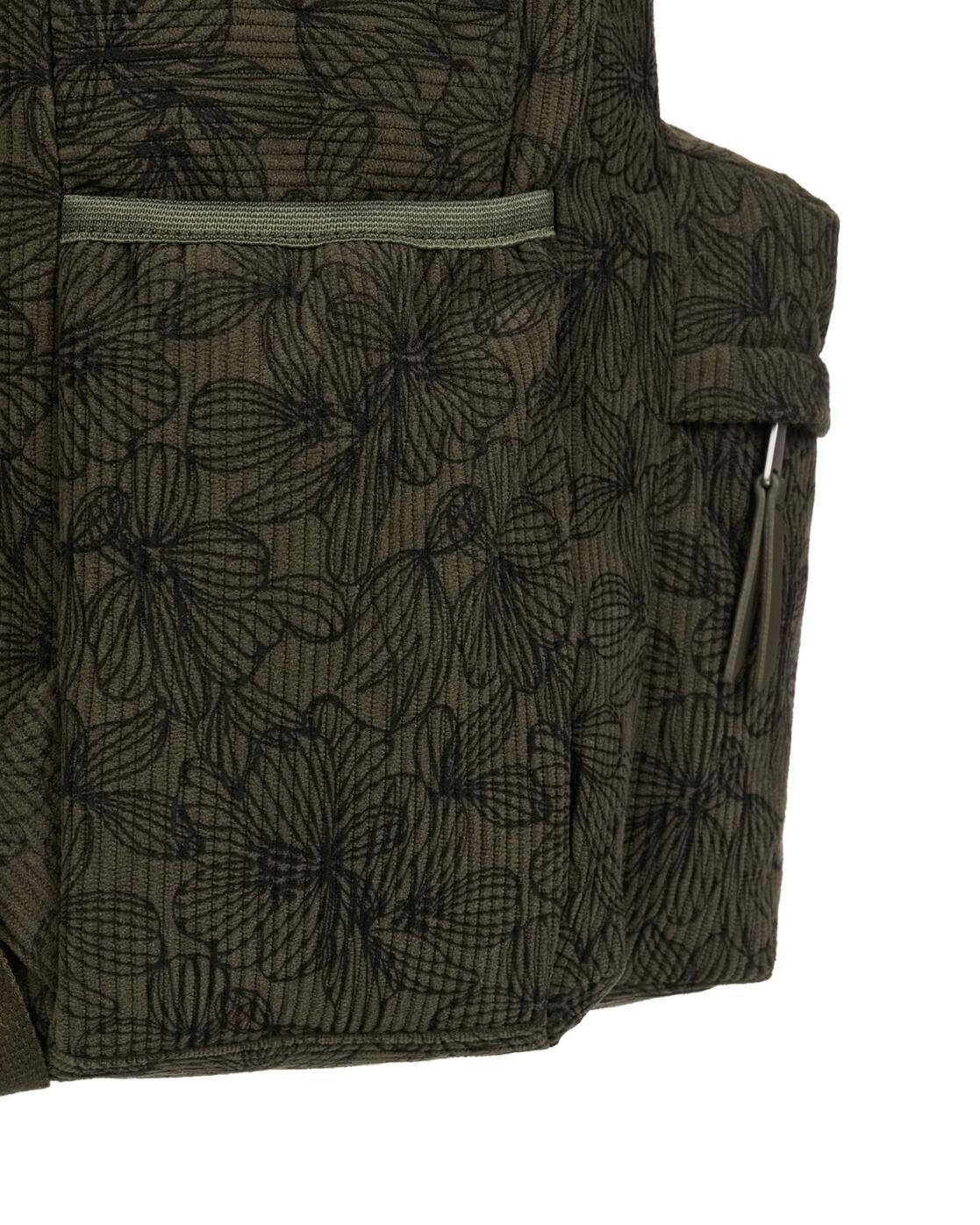 Mittelgroßer Rucksack aus Kord ECHOES PRINTED 19L Grün Dames 3/4
