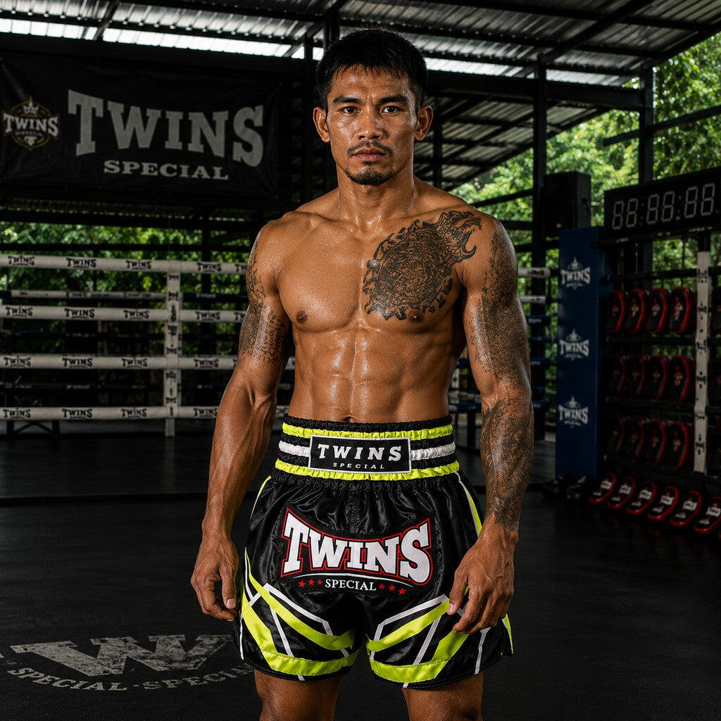 Muay Thai short volwassenen TTBL Racing Green (Zwart) 4/4