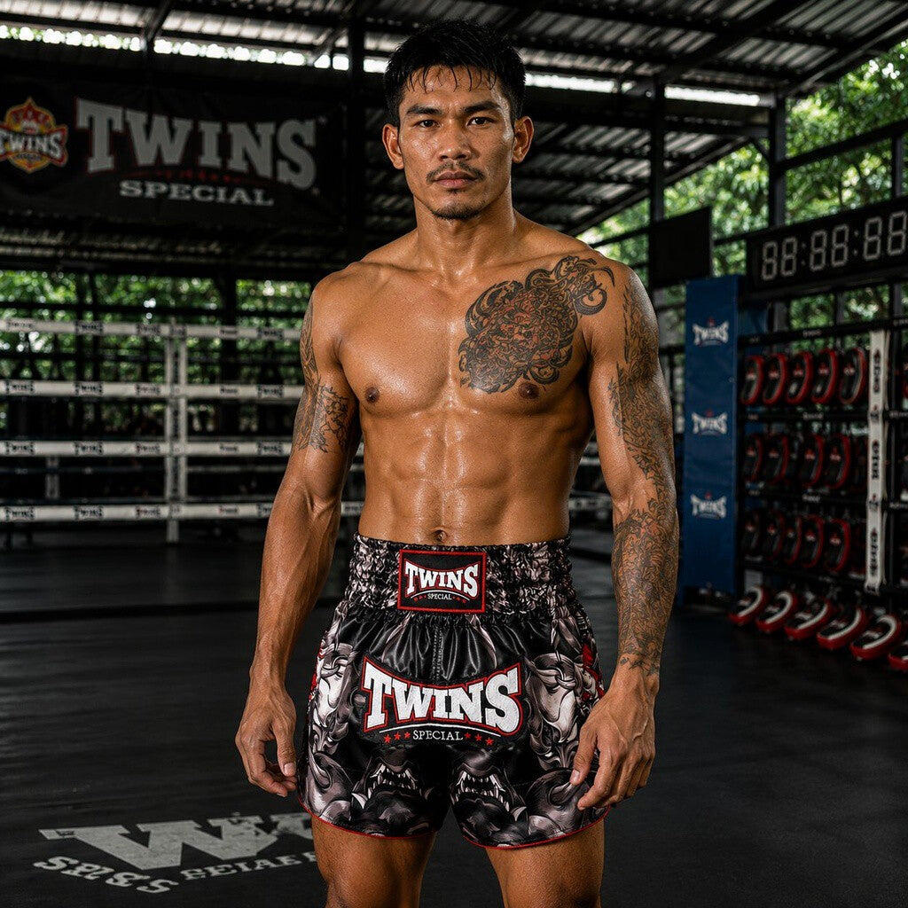 Muay Thai short volwassenen TTBL Kabuki (Zwart) 4/4