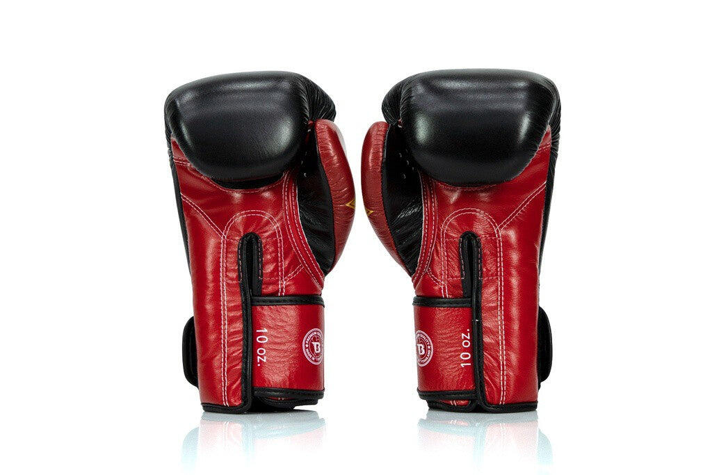 (Kick)bokshandschoenen volwassenen FXB BG V2 Black / Red / Gold 4/4