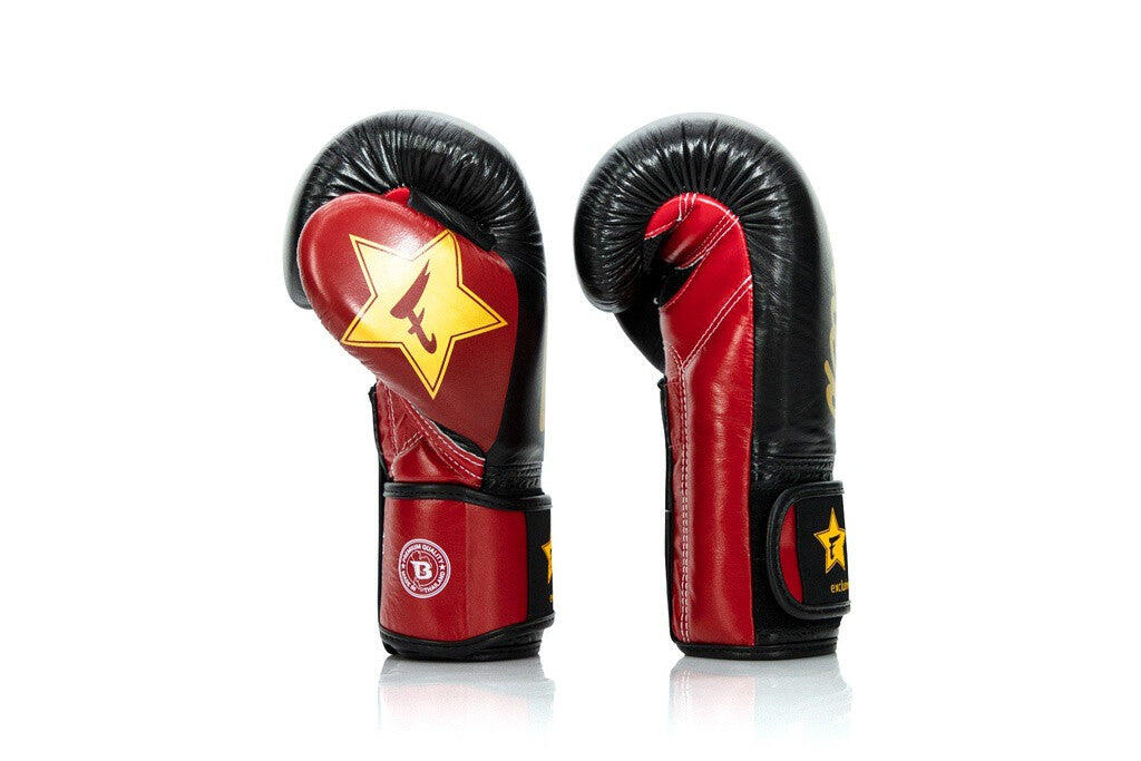 (Kick)bokshandschoenen volwassenen FXB BG V2 Black / Red / Gold 3/4