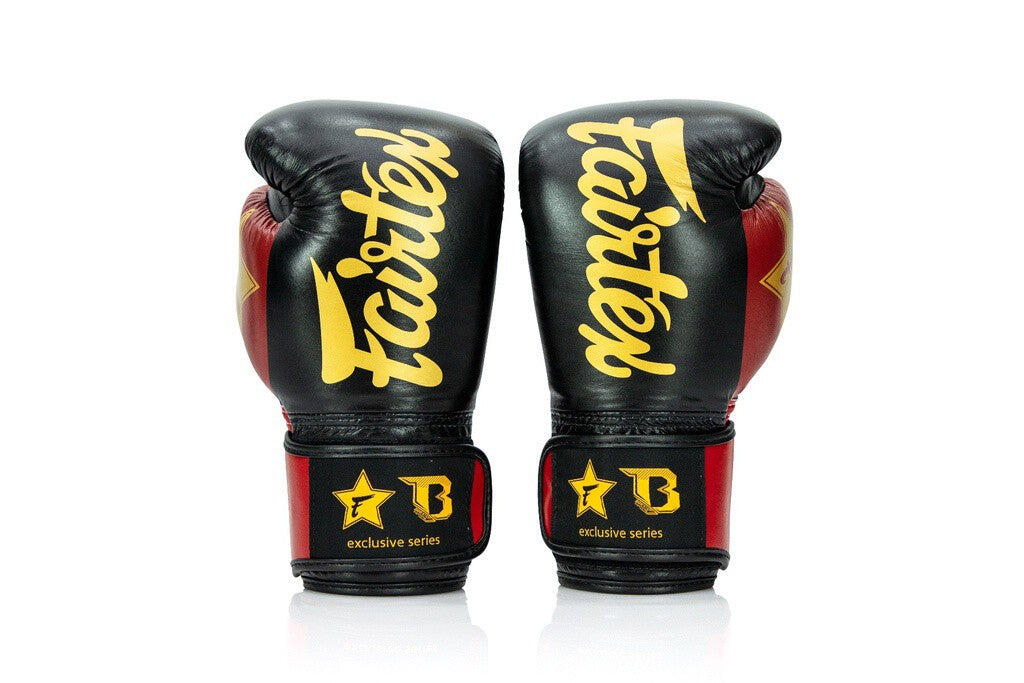 (Kick)bokshandschoenen volwassenen FXB BG V2 Black / Red / Gold 2/4