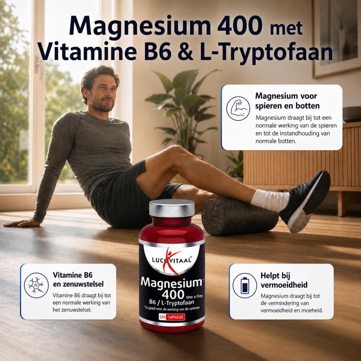 Lucovitaal Magnesium 400 met Vitamine B6 & L-Tryptofaan 120 capsules 2/5