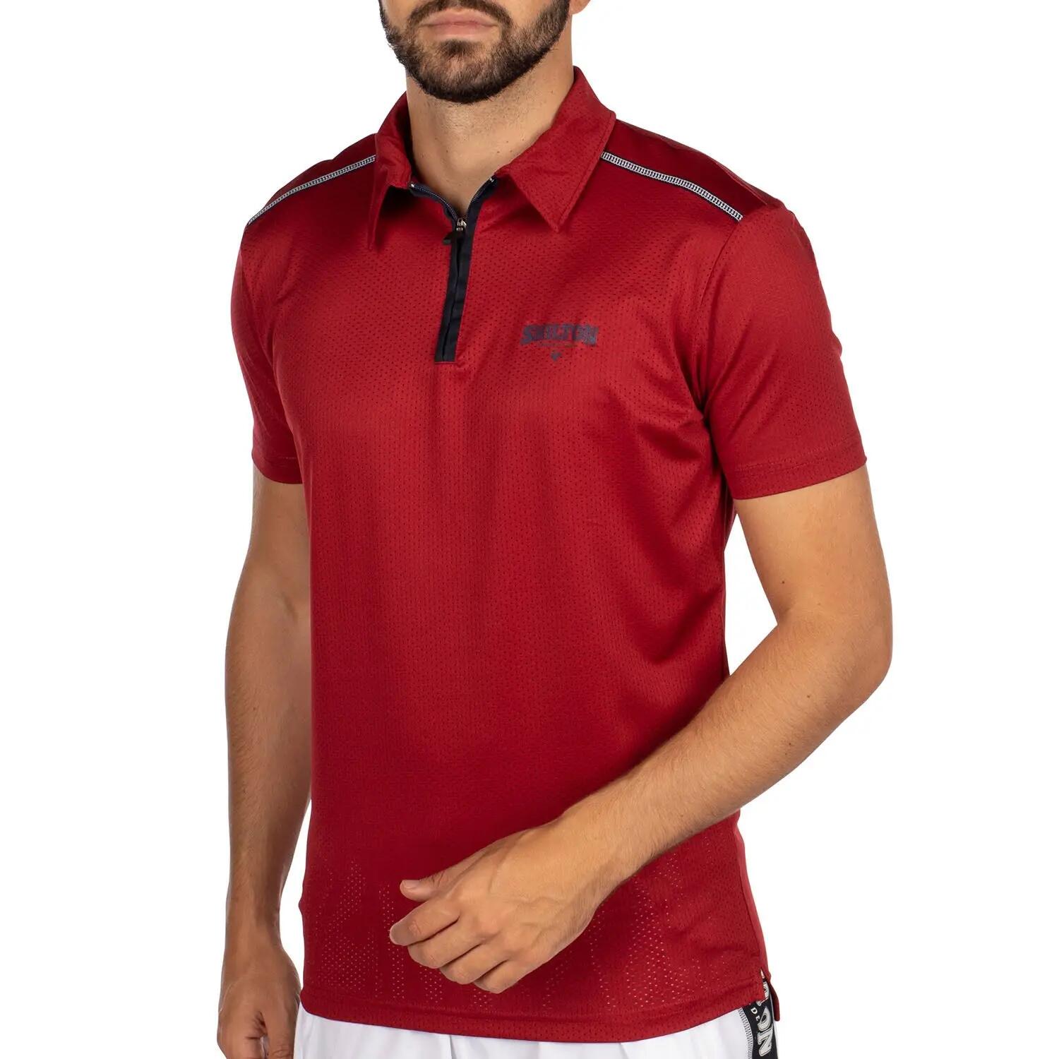 Polo de sport zippé perforé L / Rouge 2/5