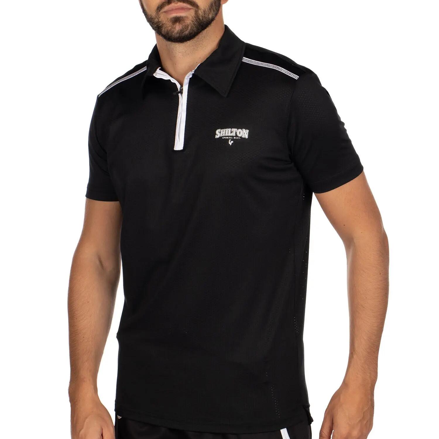 Polo de sport zippé perforé XXL / Noir 2/5