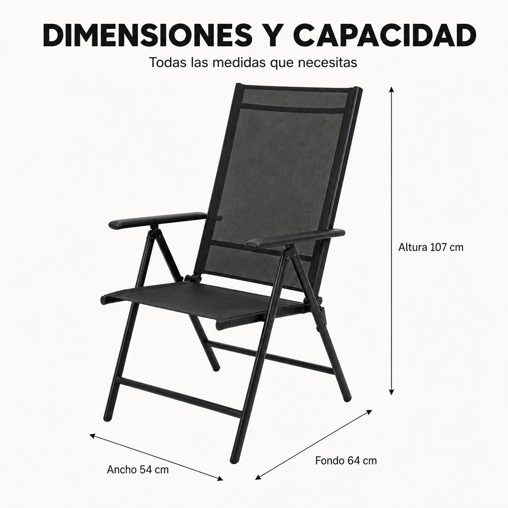Cadeiras Dobráveis De Jardim Pack De 2 Alumínio Antracite Com Assento Têxtil 7/7