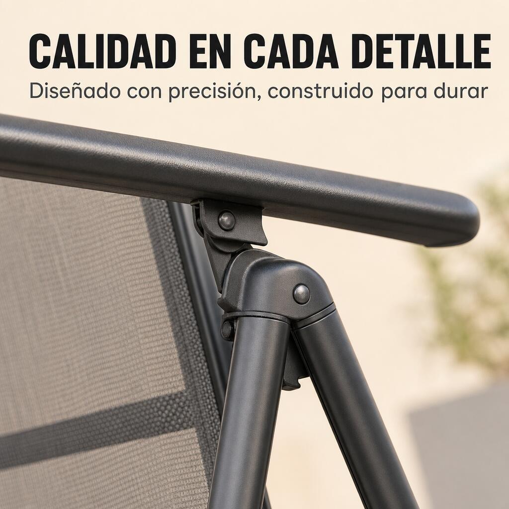 Cadeiras Dobráveis De Jardim Pack De 2 Alumínio Antracite Com Assento Têxtil 5/7