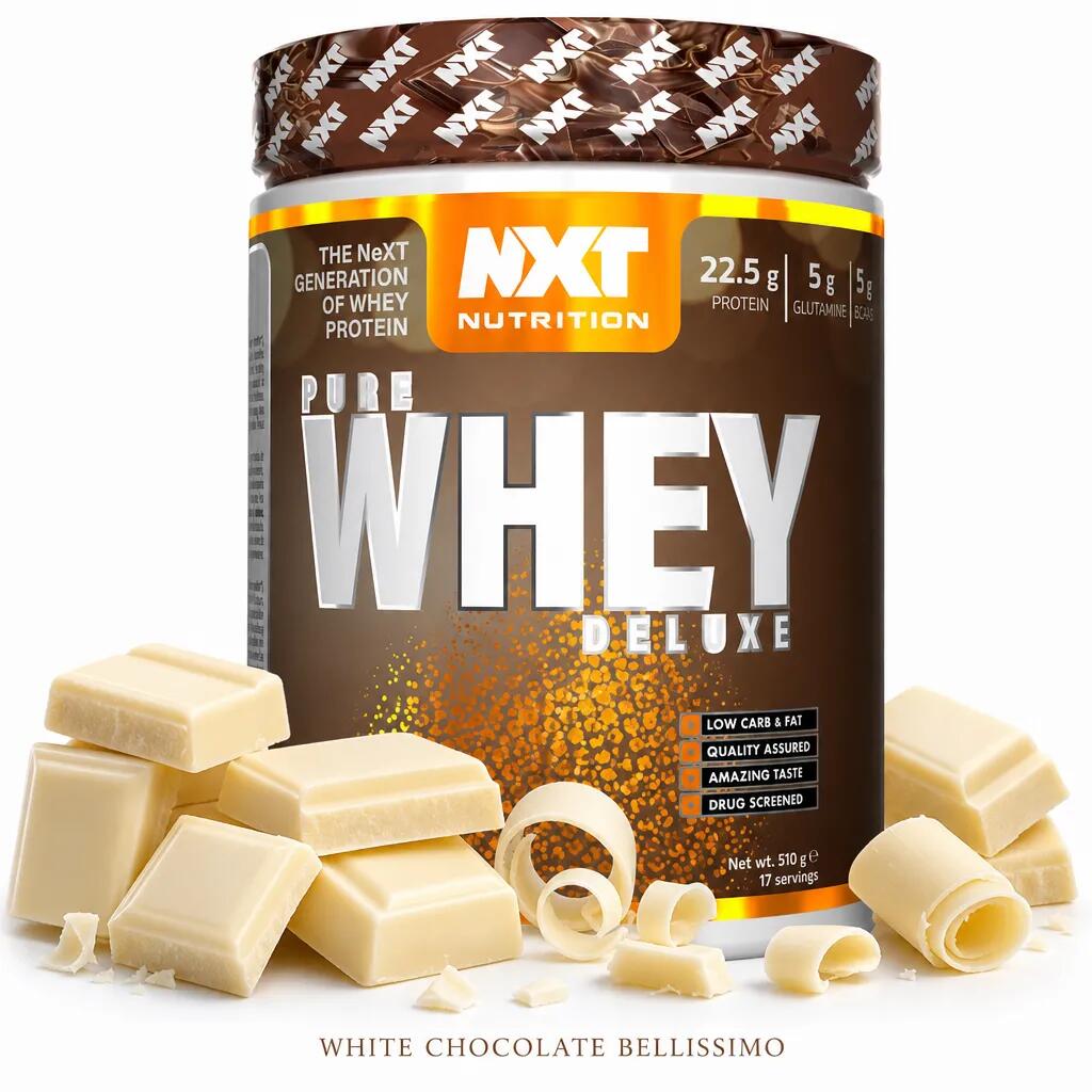 NXT Nutrition Pure Whey Deluxe 510g White Chocolate Bellissimo