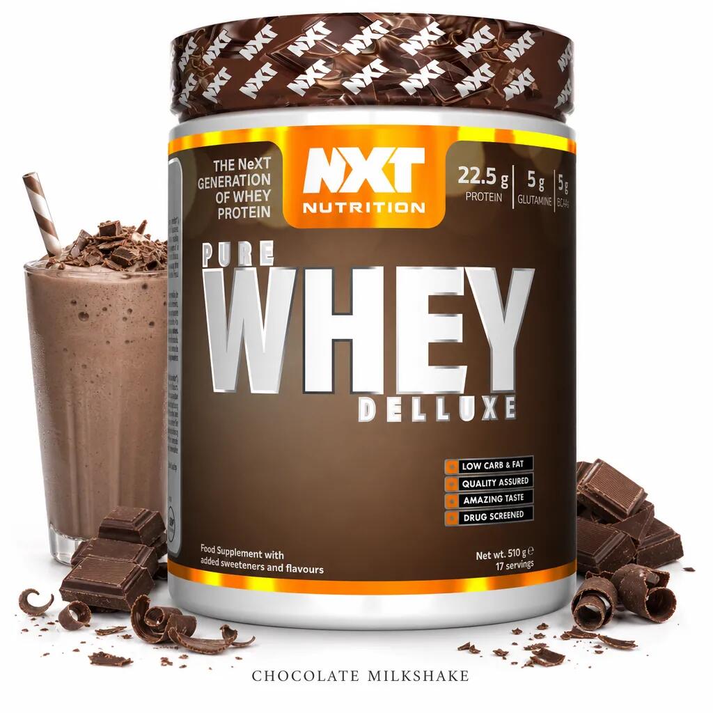 NXT Nutrition Pure Whey Deluxe 510g chocolate milkshake